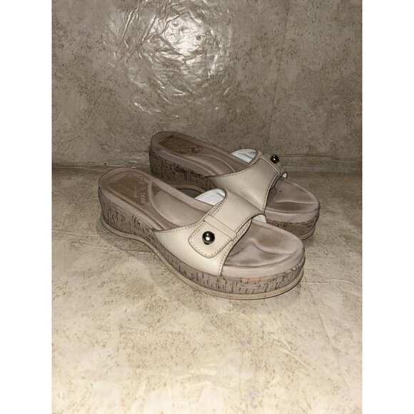 Rag & Bone Beige Sommer Slip On Platform Leather Slide Cork Sandals Size 9.5 - Picture 2 of 9